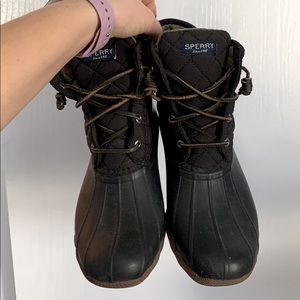 Black Sperry duck boots